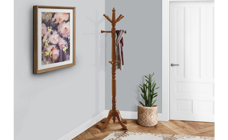 I2012  COAT RACK - 73 H - OAK WOOD TRADITIONAL STYLE