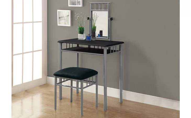 I3092 VANITY SET - 2PCS SET / BLACK / SILVER METAL MONARCH SPECIALTIES  I3092