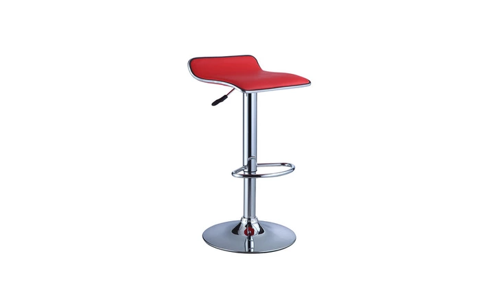 208-847  RED FAUX LEATHER CHROME THIN SEAT ADJUSTABLE HEIGHT BAR STOOL - 2 PCS IN 1 CARTON