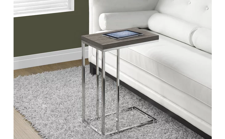 I3253  ACCENT TABLE - DARK TAUPE WITH CHROME METAL