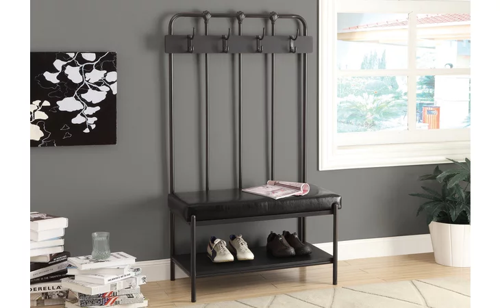 I4545  BENCH - 60 H - CHARCOAL GREY METAL HALL ENTRY