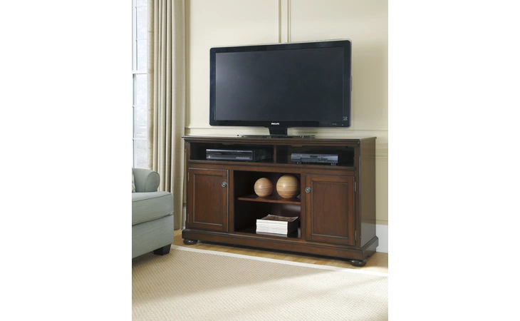 W697-68 PORTER - RUSTIC BROWN LG TV STAND W FIREPLACE OPTION