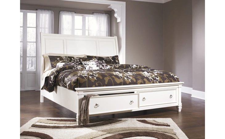 QUEEN SLEIGH RAILS ASHLEY Prentice White B672-98