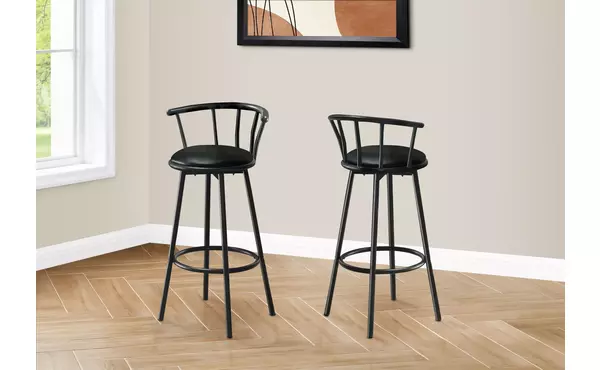 barstool - 2pcs - 36 h - swivel - black metal by monarch specialties