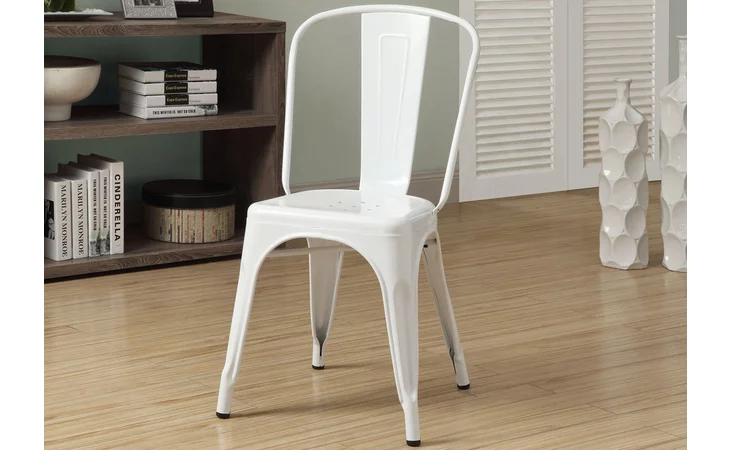 I2410  DINING CHAIR - 2PCS - 33 H - WHITE GLOSSY METAL