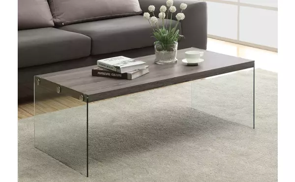 coffee table - dark taupe with tempered glass by monarch specialties