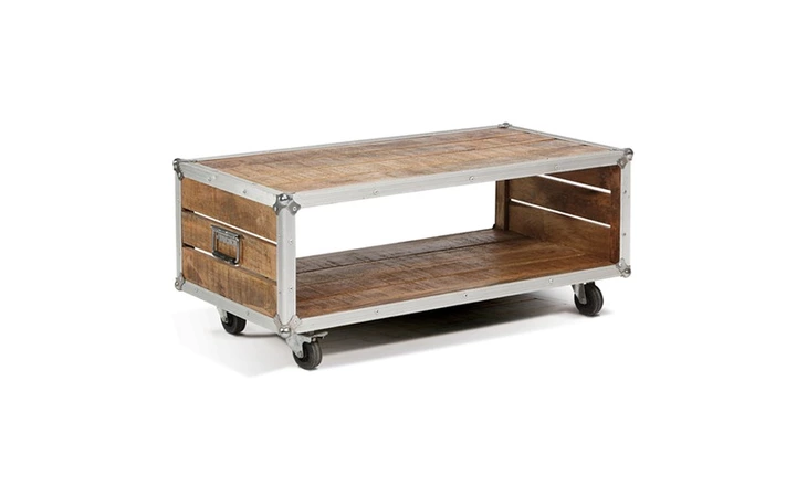 SA5006  JAMIE TRAVEL CRATE COFFEE TABLE, 1 OPEN SHELF, CASTERS
