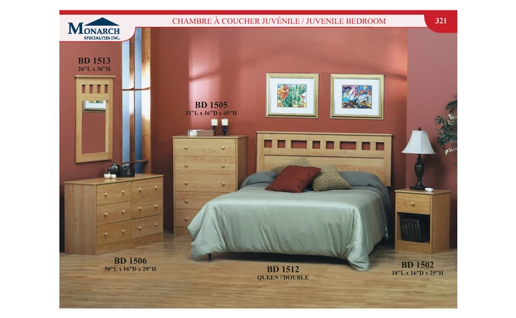 BD1512  MAPLE QUEEN DOUBLE HEADBOARD ONLY 
 PG321