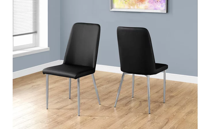 I1034  DINING CHAIR - 2PCS - 37 H - BLACK LEATHER-LOOK - CHROME