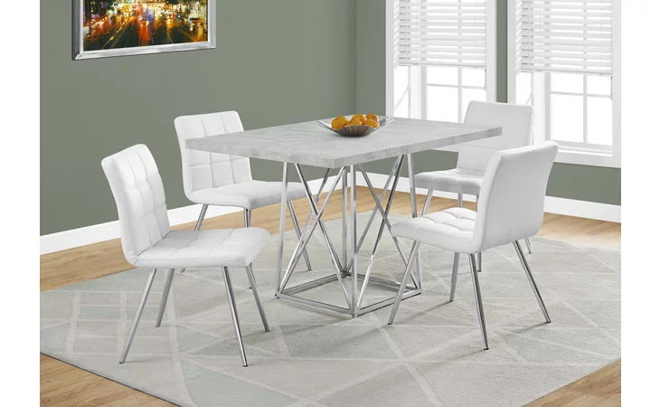 I1043  DINING TABLE - 36 X 48  - GREY CEMENT - CHROME METAL