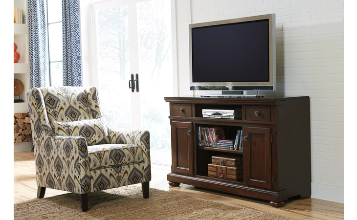 W697-120 PORTER - RUSTIC BROWN LG TV STAND W FIREPLACE OPTION