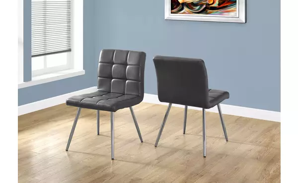 dining chair - 2pcs - 32 h - grey leather-look - chrome by monarch specialties