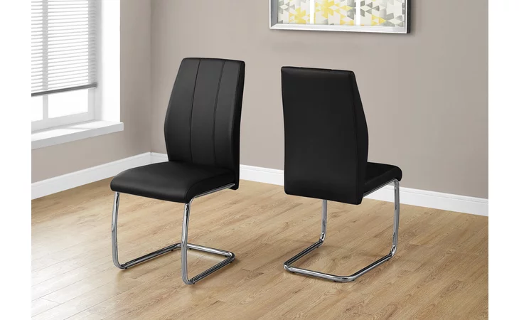 I1076  DINING CHAIR - 2PCS - 39 H - BLACK LEATHER-LOOK - CHROME
