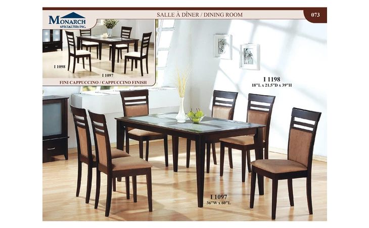 I1097  CAPPUCCINO EURO 36X 60 DINING TABLE FROSTED GLASS 
 PG73