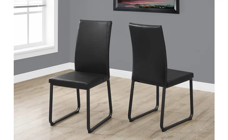I1106  DINING CHAIR - 2PCS - 38 H - BLACK LEATHER-LOOK - BLACK