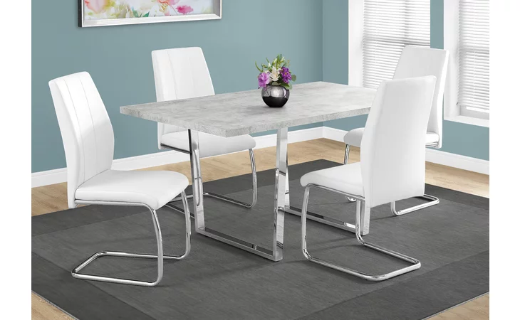 I1119  DINING TABLE - 36 X 60  - GREY CEMENT - CHROME METAL