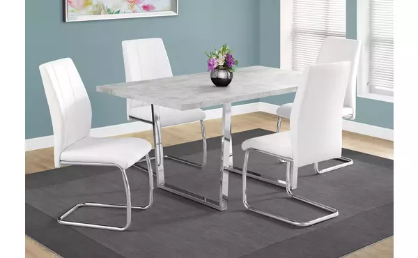dining table - 36 x 60  - grey cement - chrome metal by monarch specialties
