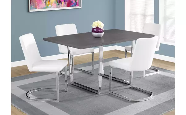 dining table - 36 x 60  - grey - chrome metal by monarch specialties