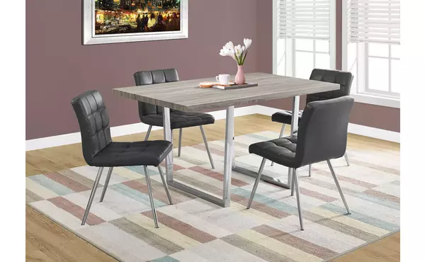 dining table - 36 x 60  - dark taupe - chrome metal by monarch specialties