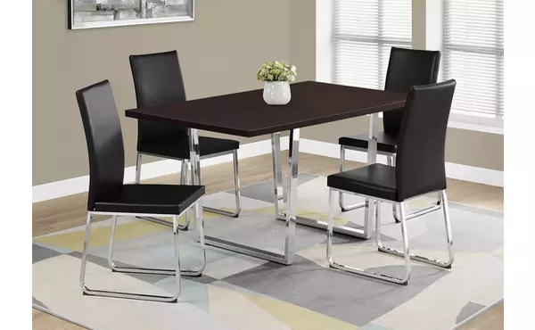 dining table - 36 x 60  - espresso - chrome metal by monarch specialties