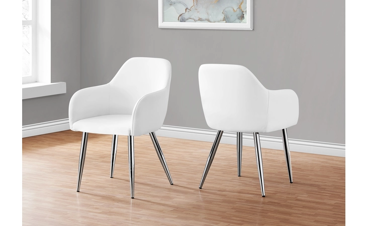 I1190  DINING CHAIR - 2PCS - 33 H - WHITE LEATHER-LOOK - CHROME