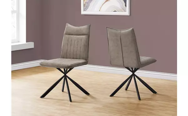 dining chair - 2pcs - 36 h - taupe fabric - black metal by monarch specialties