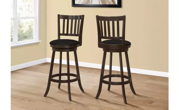 barstool - 2pcs - 44 h - espresso - swivel bar height by monarch specialties