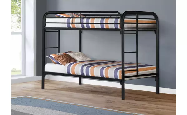 bunk bed - twin - twin size - black metal by monarch specialties