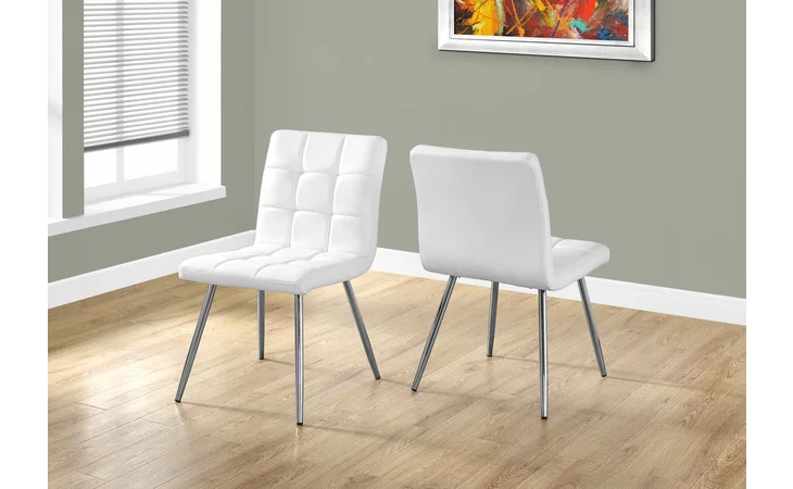 I1071  DINING CHAIR - 2PCS - 32 H - WHITE LEATHER-LOOK - CHROME
