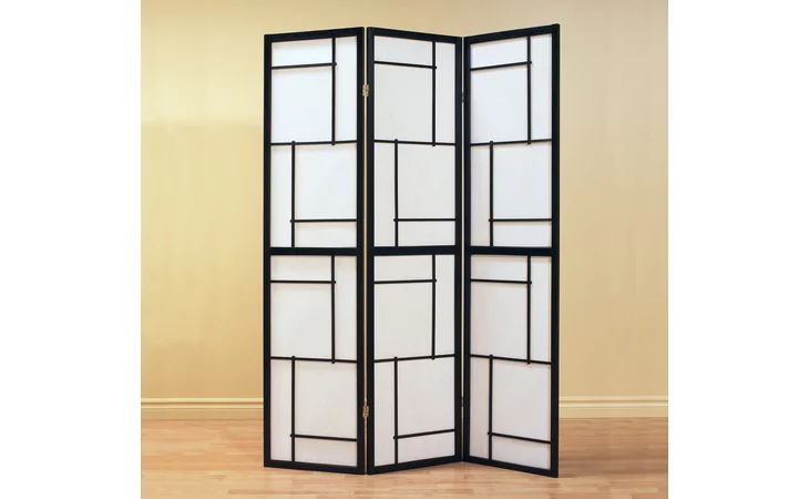 I4627 FOLDING SCREEN - 3 PANEL - BLACK FRAME MONARCH SPECIALTIES  I4627