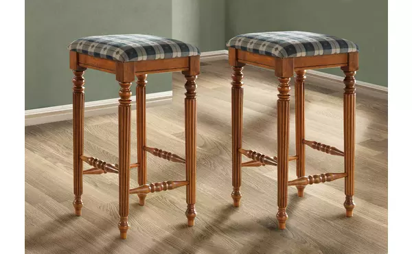 barstool - 2pcs - 29 h - dark oak solid wood by monarch specialties