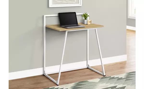 computer desk - 30 l - juvenile natural - white metal by monarch specialties