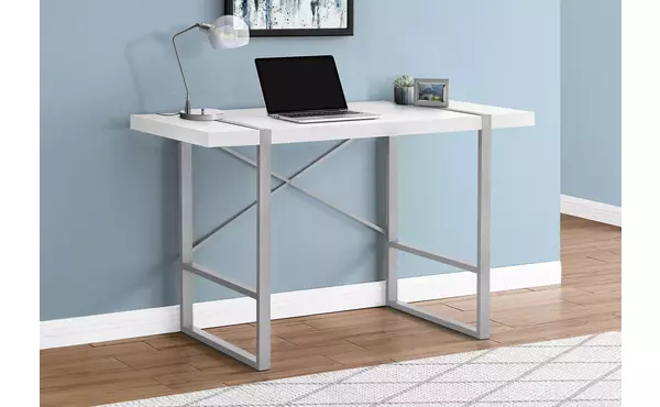 computer desk - 48 l - white - silver metal by monarch specialties
