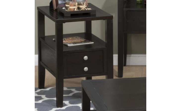 975-7  CHAIRSIDE TABLE WITH DRAWER & SHELF