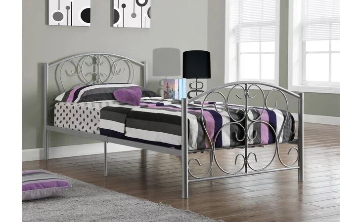 I2390S  BED - TWIN SIZE - SILVER METAL FRAME ONLY
