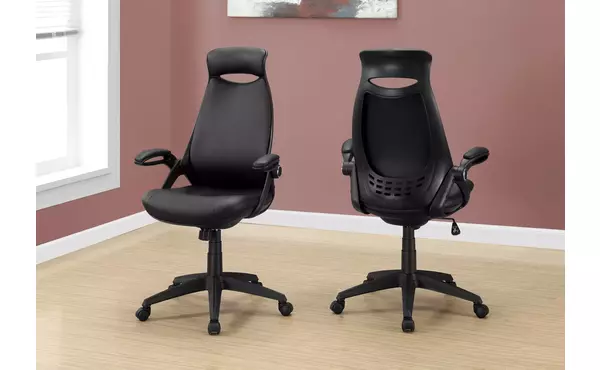 office chair - black leather-look - multi position by monarch specialties
