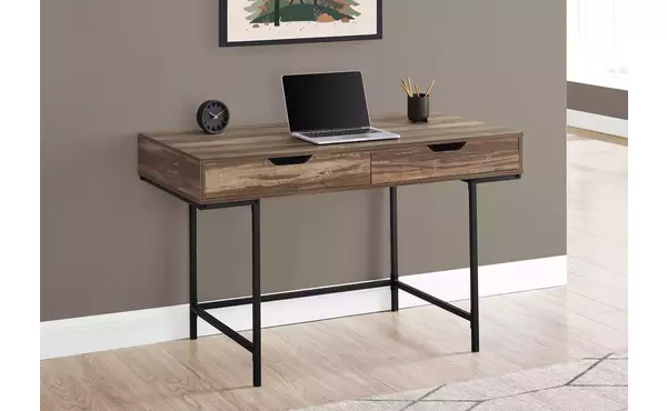computer desk - 48 l - brown reclaimed wood - black metal by monarch specialties