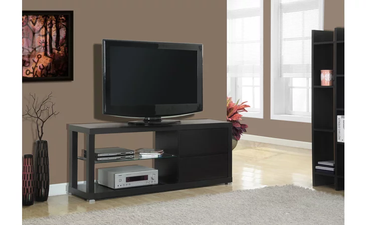 I2581  TV STAND - 60 L - CAPPUCCINO WITH TEMPERED GLASS