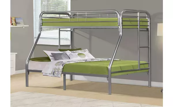 bunk bed - twin - full size - silver metal by monarch specialties