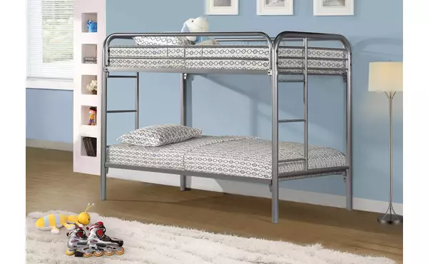 bunk bed - twin - twin size - silver metal by monarch specialties