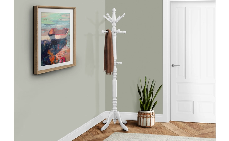 I2013  COAT RACK - 73 H - ANTIQUE WHITE WOOD TRADITIONAL STYLE