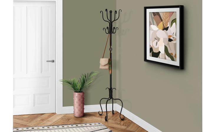I2065 COAT RACK - 74 H - TRADITIONAL HAMMERED BLACK METAL MONARCH SPECIALTIES  I2065