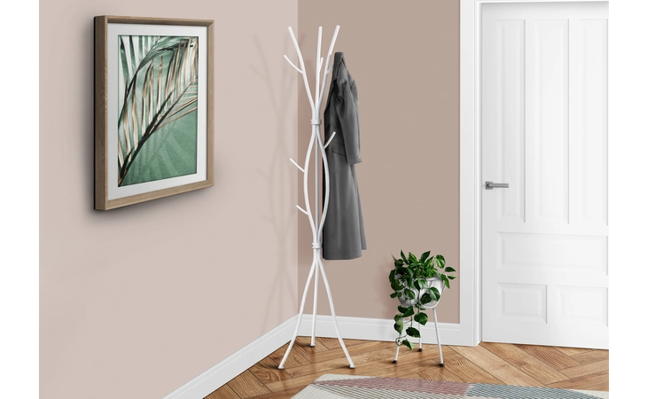 I2063  COAT RACK - 74 H - WHITE METAL