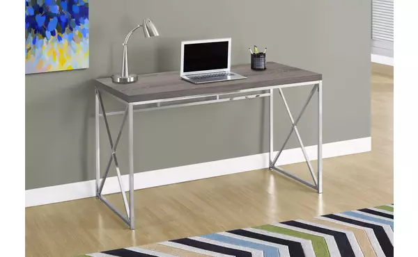 computer desk - 48 l - dark taupe - chrome metal by monarch specialties