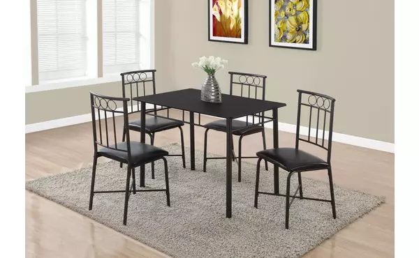 dining set - 5pcs set - black metal and top by monarch specialties