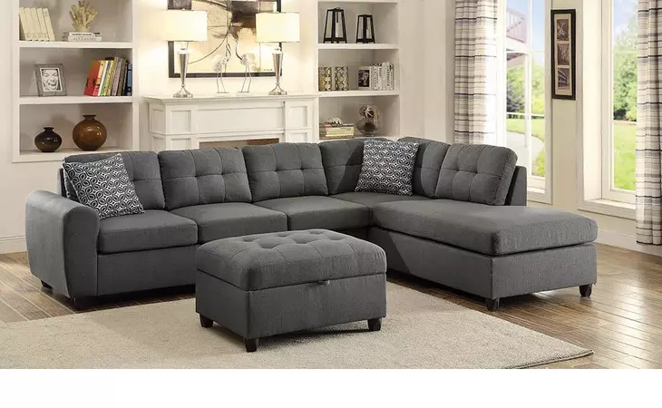 500413  STONENESSE TUFTED SECTIONAL GREY