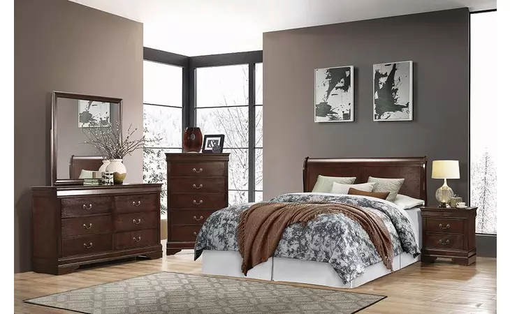 202411F  LOUIS PHILIPPE CAPPUCCINO FULL SLEIGH BED