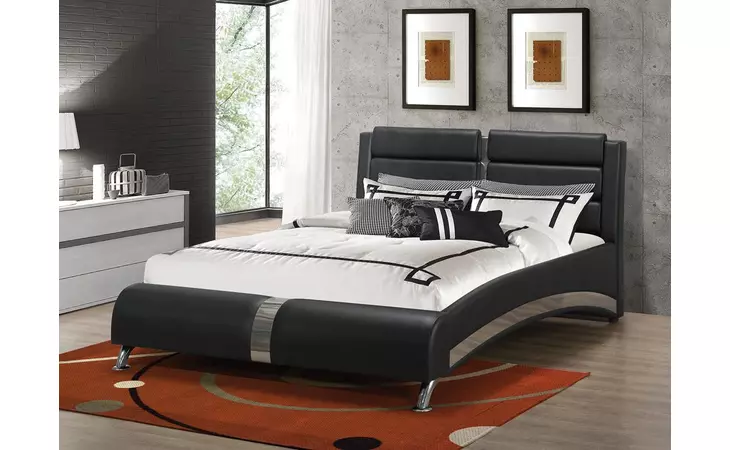 300350KW  HAVERING CONTEMPORARY BLACK AND WHITE UPHOLSTERED CALIFORNIA KING BED