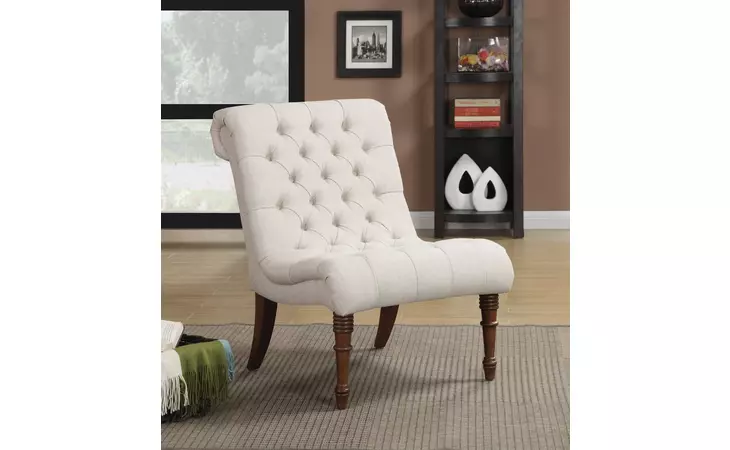 902176  ARMLESS TUFTED BACK ACCENT CHAIR OATMEAL