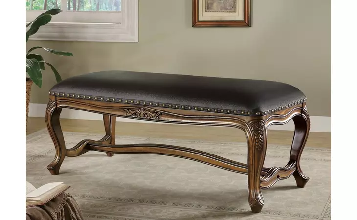 501006  UPHOLSTERED BENCH BROWN AND BLACK